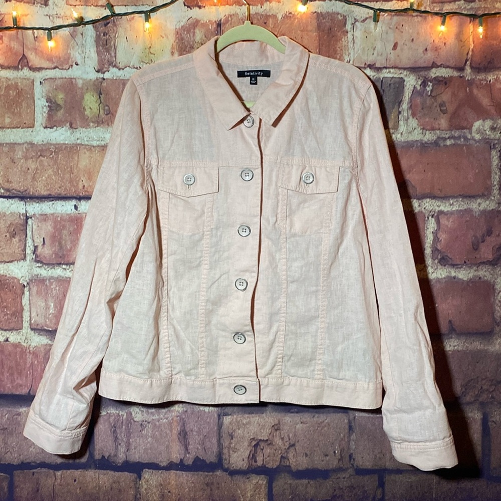Relativity Pink Linen Shacket - XL EUC